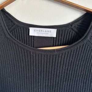 Everlane Women's Black Cotton Micro Ribbed Tee Dress